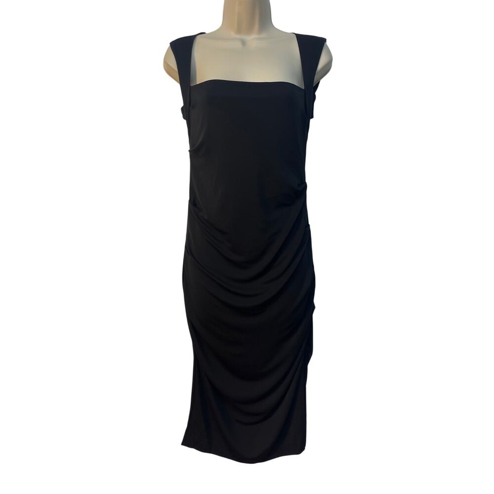 Nicole Miller Studio Square Neck Sleeveless Cutout Back Midi Dress Black Size L